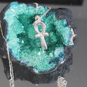 Women's 925 Egyptian Ankh Necklace on 925 20" Twisted Chain.